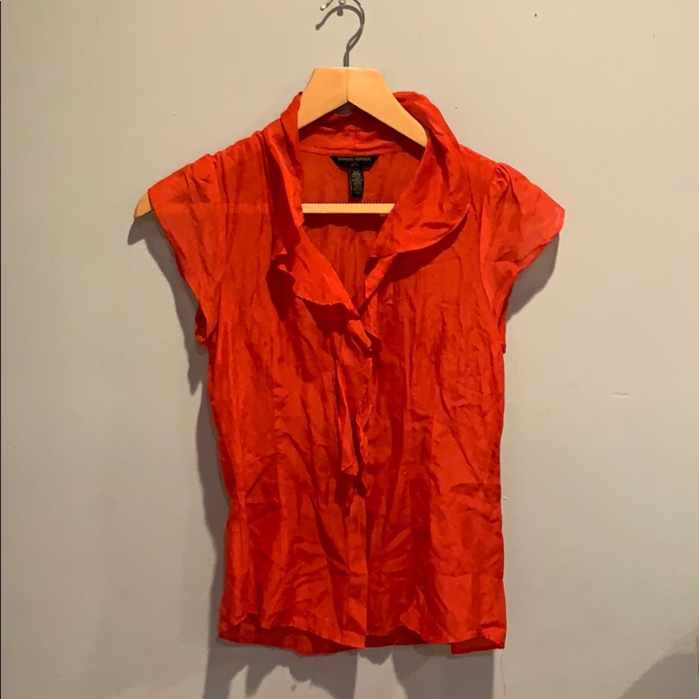 Red Silk Banana Republic top